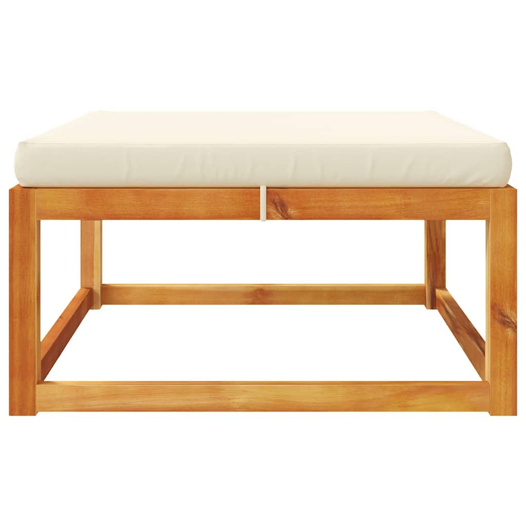 Taboret ogrodowy z poduszką z litego drewna akacjowego, 65 x 65 x 29 cm, do użytku na zewnątrz, do ogrodu, na taras, balkon, ze zdejmowaną, nadającą się do prania tapicerką, odporny na warunki