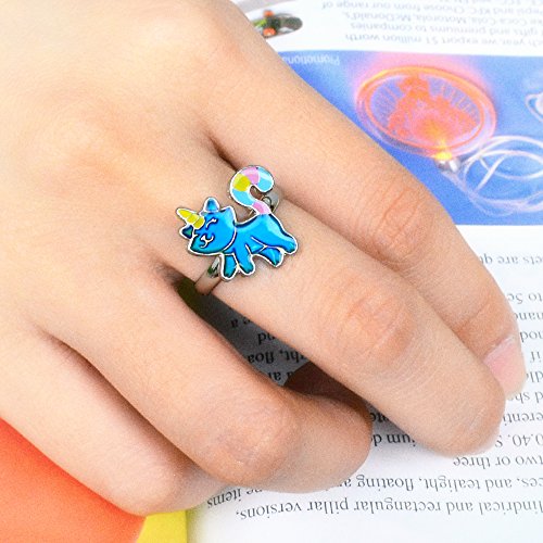 Fairy Tale Cute Caticorn Unicorn Cat Color Change Mood Ring For Girls Size Adjustable2