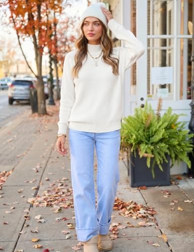 Image of MEROKEETY Women's Turtleneck Long Sleeve Sweater 2025 Fall Cozy Knit Loose Casual Trendy Pullover Tops Winter Clothes