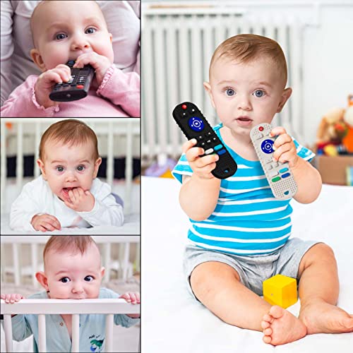 Scuwtocn 2 Pack Silicone Baby Teething Toys, Remote Control Shape Teething Toys For Babies 3-6 6-12 Months, Bpa Free Baby Teethers Relief Soothe Toys, Chew Toys For Toddlers Infant - Black & White #TOP4