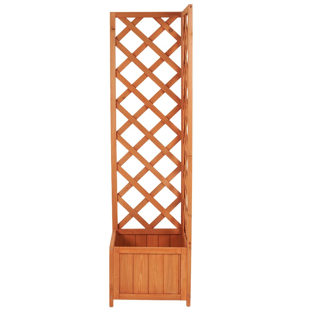 BAKAJI Macetero esquinero de Madera con celosía para Exterior y Exterior, para jardín, balcón, Patio, Resistente a la Intemperie, 40 x 40 x 145 cm