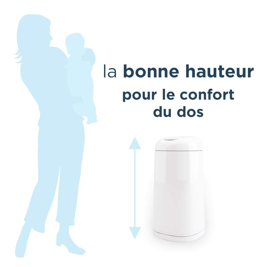 Angelcare Poubelle à Couches + 3 Recharges Anti Odeurs/Grande Capacité Antibactérien Usage Simple Dress Up, Blanc