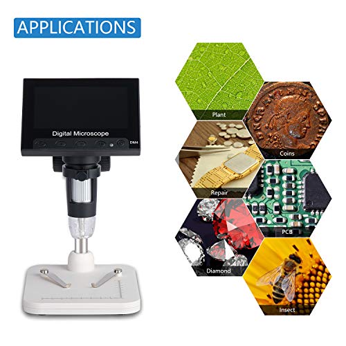 ESAKO 4.3 inch Digital Microscope 1000X Magnification USB Microscope 2000mAh Rechargeable Battery 32GB for Kids Students