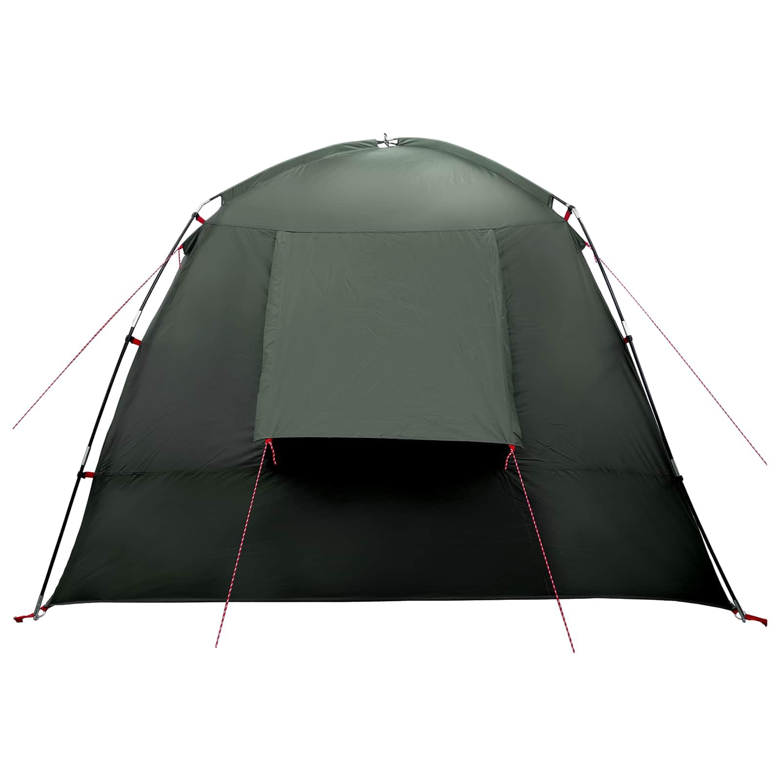 Hütten Tente avec toit vert olive 300 x 210 x 156 cm polyester tente cabine pour camping 4 personnes tente jetable étanche avec fermeture éclair facile à monter