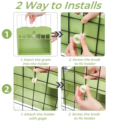 2 Packs Rabbit Hay Feeders, 120 OZ Bunny Grass Holder with Grate, Heavy -Duty Plastic Hanging Guinea Pig Feeding Rack with Adjustable Knob, Less Wasted Food Manager Dispenser for Small Animals - Image 4