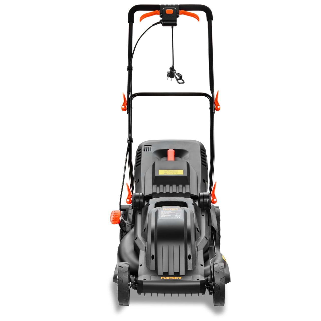 Cortacésped Eléctrico FUXTEC FX-RME43 – Ancho de Corte de 44 cm, Recogedor de 45 L, Altura Ajustable de 25-75 mm, Cortacésped Silencioso, Potente y Eficiente