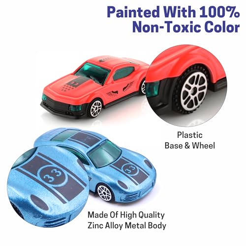 Image of Chanak Die-Cast Metal Racing Car Set of 2, Free Wheel Alloy Street Racer Toy Cars, Pull Back Style Mini Vehicle Playset for Kids 3+, Multicolour Metal Cars Birthday Gift for Boys & Girls, BIS Approved