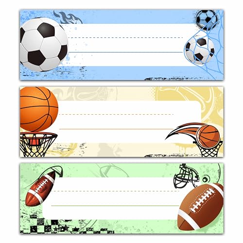 Basketball Football Rugby Name Tags, Sports Themed Classroom Decor Stickers, Classroom Desk Number Line Name Tags for Kids, Name Tags Desk Stickers for Classroom School Student Supplies A10