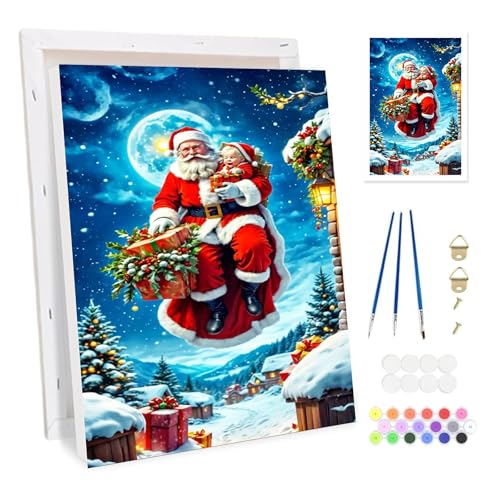 BOWETILE Weihnachtsmann und Rentier Malen nach Zahlen für Erwachsene...