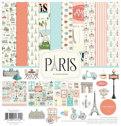 Kit Paris Carta Bella 30,5 cm en papier texturé haut de gamme pour album