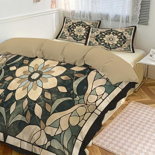 Housse de couette 260x240 douce et anti-plis pour lit junior vert