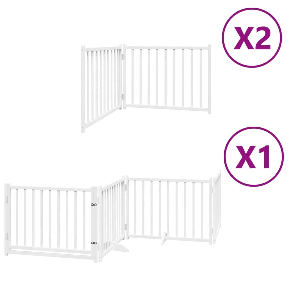 Homgoday Barrera para Perros,Barrera de Seguridad para Perros Mascotas,Valla Perros Interior Puerta de Perros Plegable 8 Paneles Madera álamo Blanca 640 cm