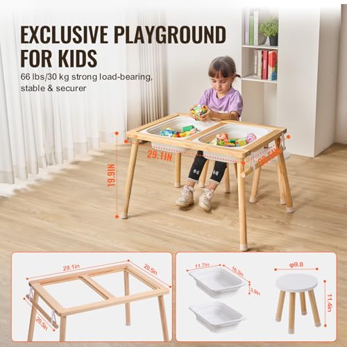 image for VEVOR Sensory Table and Chairs Set, Toddlers Activity Table with 2 Sto
