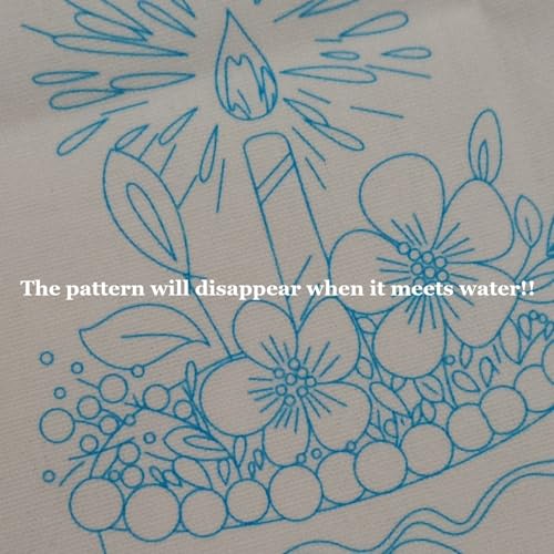 Image of Esffaci Embroidery Starter Kit for Adult Beginner with Birthday Cake Flowers Pattern Hand Embroidery Set with Cloth Hoop Needle Threader Floss and Instruction