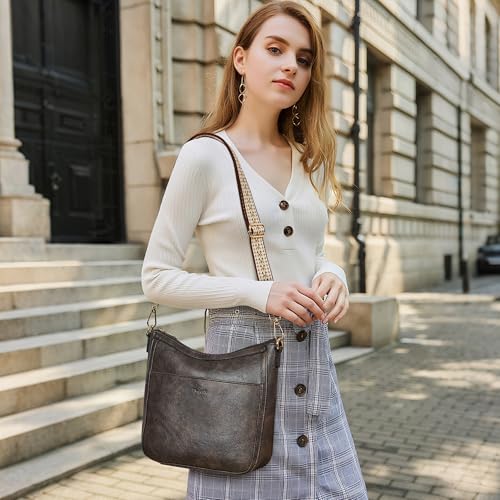 Image of Leather Crossbody Purse for Women Crossbody Bag for Daily Travel | Trendy Vegan Leather Medium Crossbody Purse with Adjustable Strap Women's Hobo Shoulder Handbags for Work