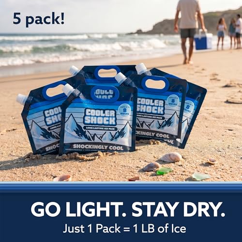 Image of Cooler Shock Reusable Ice Packs for Cooler - Long Lasting Cold Freezer Packs for Coolers and Lunch Boxes - Cooler Ice Packs for Camping Gear, Fishing, Road Trips, Beach Must Haves