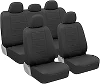 BDK carXS Black Faux Leather Car Seat Covers Full Set - 9-Piece Universal Fit for Cars Trucks SUVs Vans