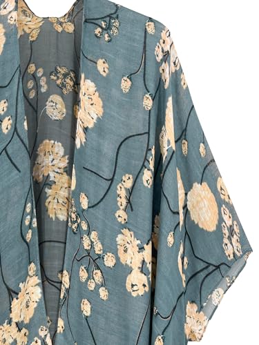 Image of Breezy Lane Women's Kimono Cardigan Summer Swimsuit Coverups Beach Cover Up with Floral Print for Vacation