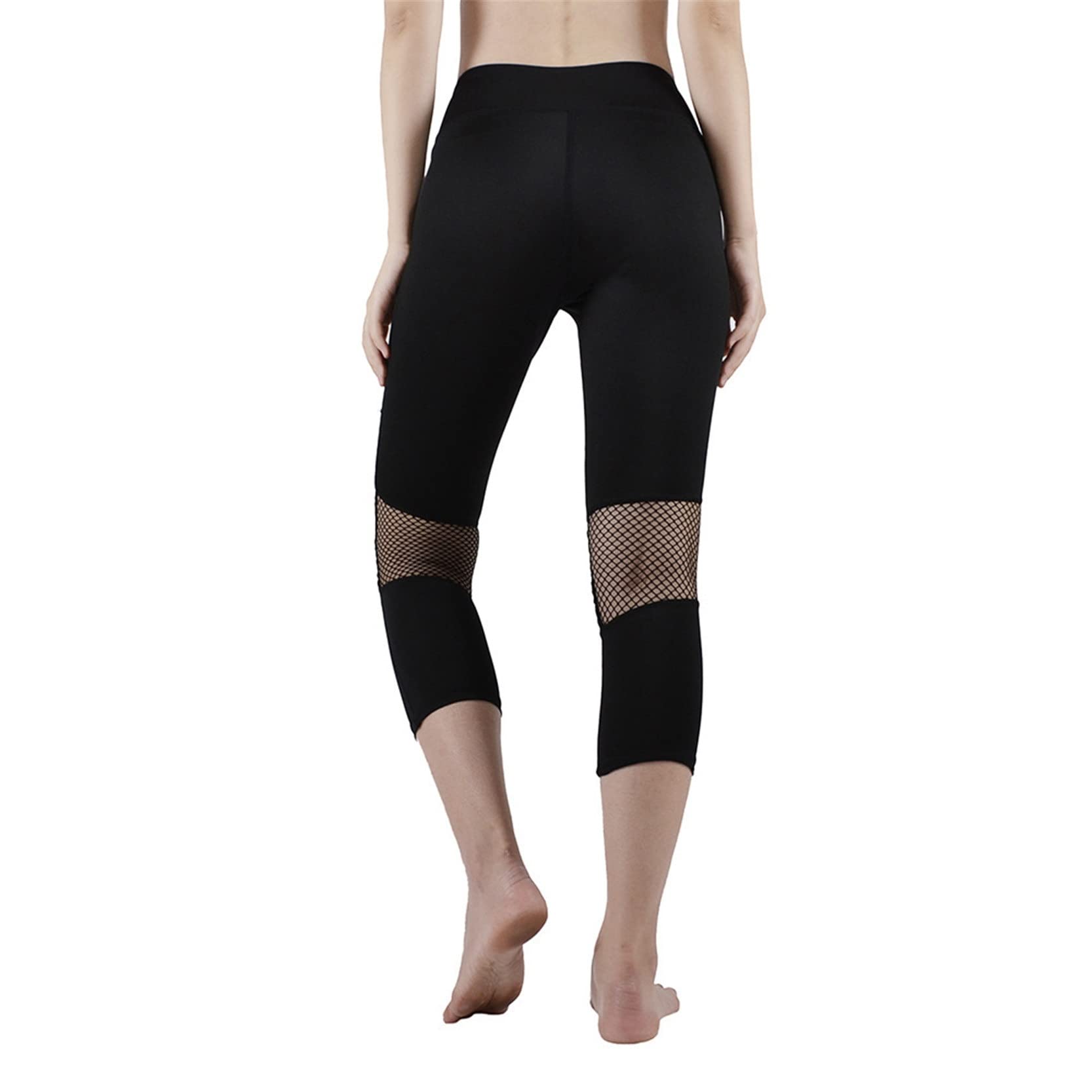 Leggings de Entrenamiento Mujer Yoga Pantalones, Mallas de malla de mujer recortadas 3/4 mallas con Control de barriga pantalones de Yoga ajustados elásticos de cintura alta Pantalones Gimnasio Deport
