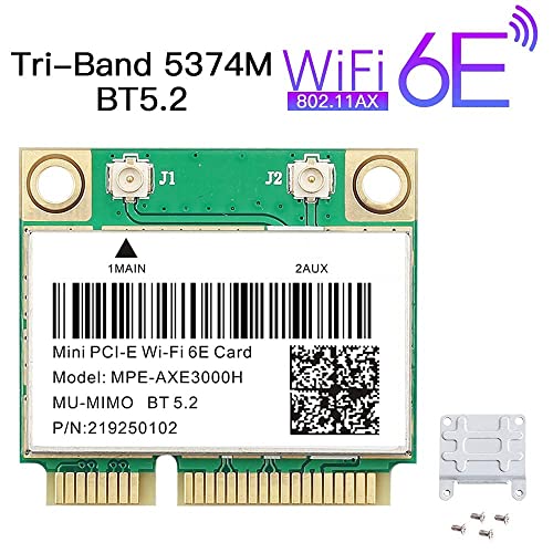 Wifi 6E Half Mini Pci-E Wifi Network Card 802.11Ax Ac Mpe-Axe3000H 2.4Ghz 5Ghz 6Ghz 5400Mbps Wireless Card Bt5.2 Mu-Mimo Mini Pcie Wi-Fi 6E Adapter Ofdma Vpro For Windows 10/11 Pc Laptops #TOP3