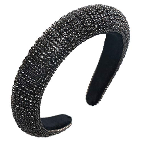 Padded Rhinestone Headband Women Bejewelled Bling Headbands Sparkly Wide Hairband Bridal