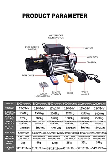 Image of 3000LBS / Electric Winch + 10M Synthetic Rope, Switch Control, for ATV SUV Boat Truck Trailer Recovery Off Road Winch (3000lb 10M Cable)