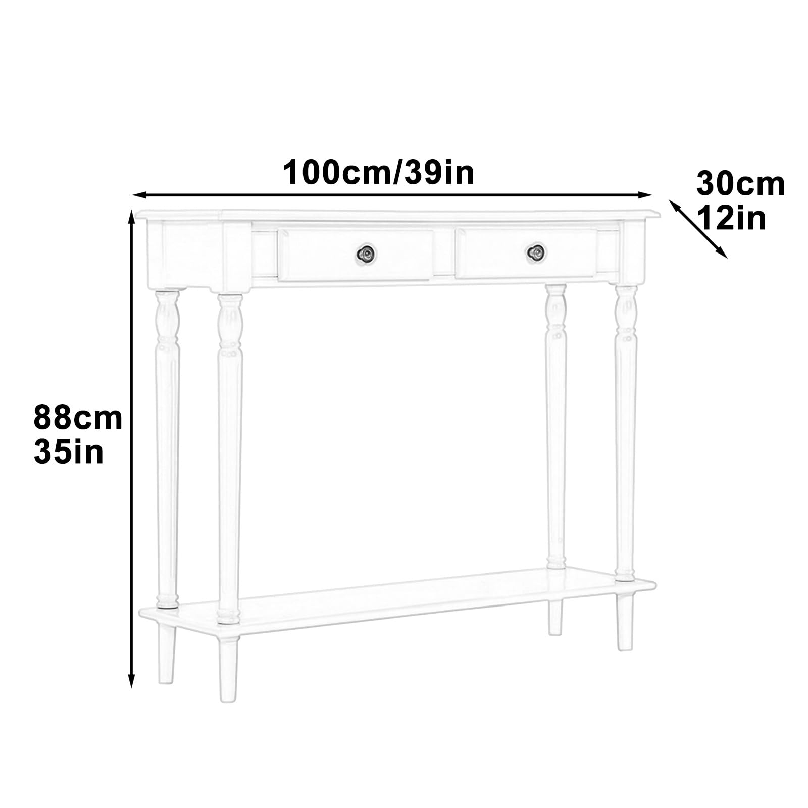 Consola Entrada Larga, Mesa Consola Rectangular de Madera para Sofá con Dos Cajones, Elegante Mueble Recibidor para Entrada, Recibidor, Pasillo y Sala de Estar(Brown)