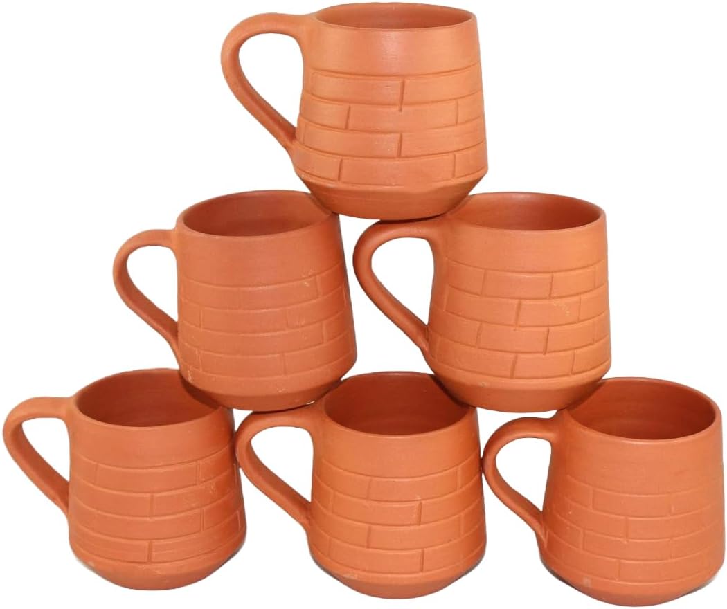 RKD Enterprise Clay Tea Cup - 150 ml (Brown) Set of 6