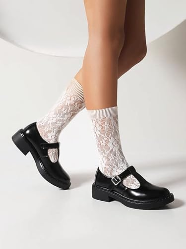 Modatope Mary Jane Shoes Women Platform T-Strap Pumps Black Chunky Heel Mary Janes Round Toe Ankle Strap Mary Janes For Women Oxfords Uniform Dress Shoes For Women #TOP2