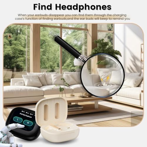 Yeabomy Wireless Earbuds with Touch Screen, Bluetooth 5.4 Headphones, ANC Noise Cancelling, 60H HiFi Stereo Bluetooth Ear Buds with 5 EQ Modes, IPX7 Earphones for Sports/Workout
