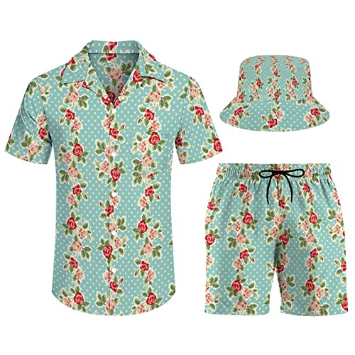 Tenue de vacances décontractée pour homme avec ensemble chemise hawaïenne feuilles et short