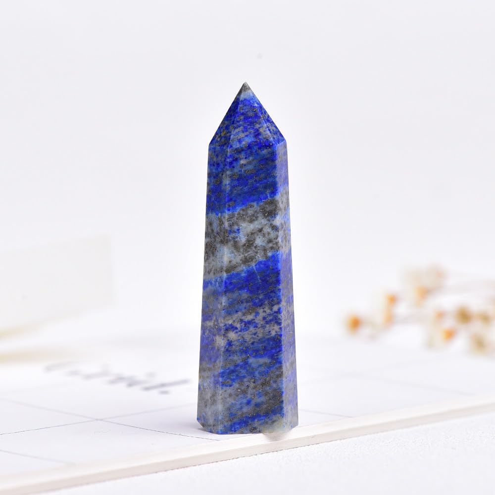 Pointe de quartz lapis lazuli naturel de 6,7 cm pour decoration de maison