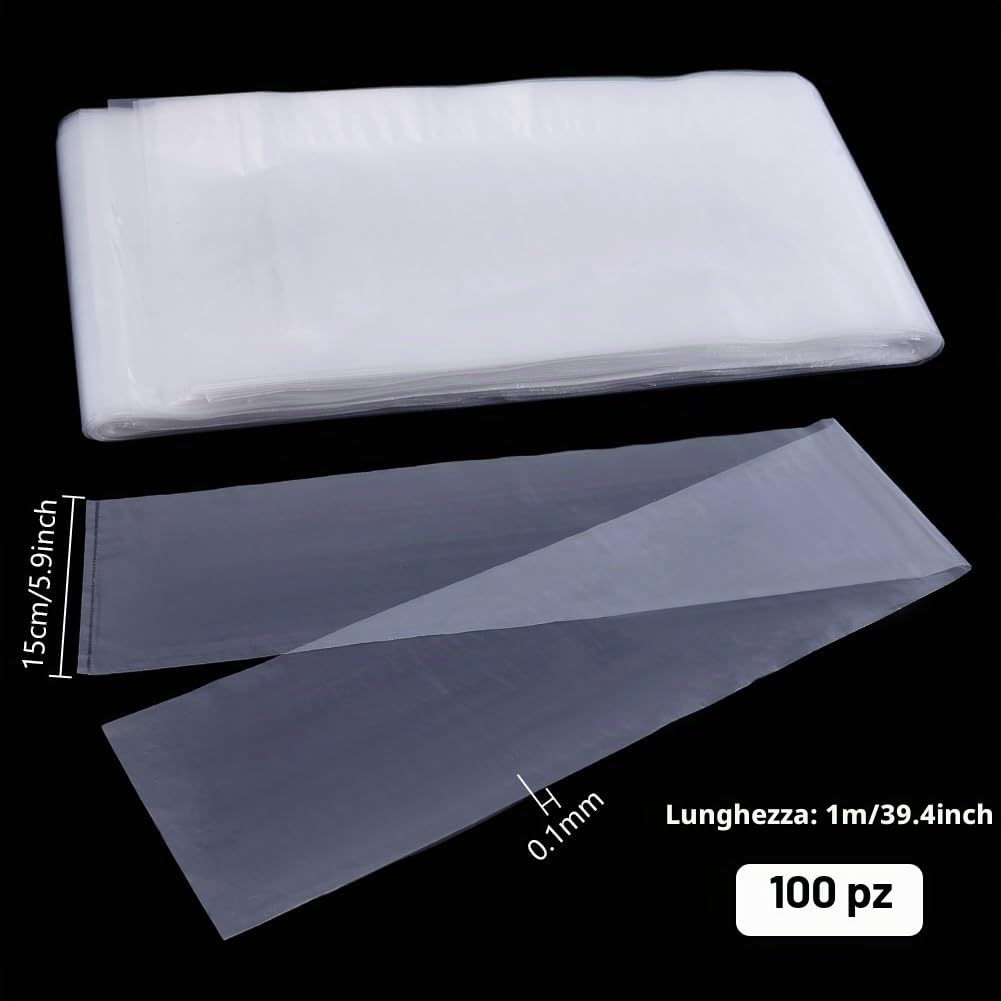 PH PandaHall 100x15cm Bustine in Plastica Trasparente Lungo Sacchetti di Polietilene, 100pz Buste Protettive Sacchetto di Stoccaggio Arte per Riporre Dipinti Opere d'Arte Maniche Poster
