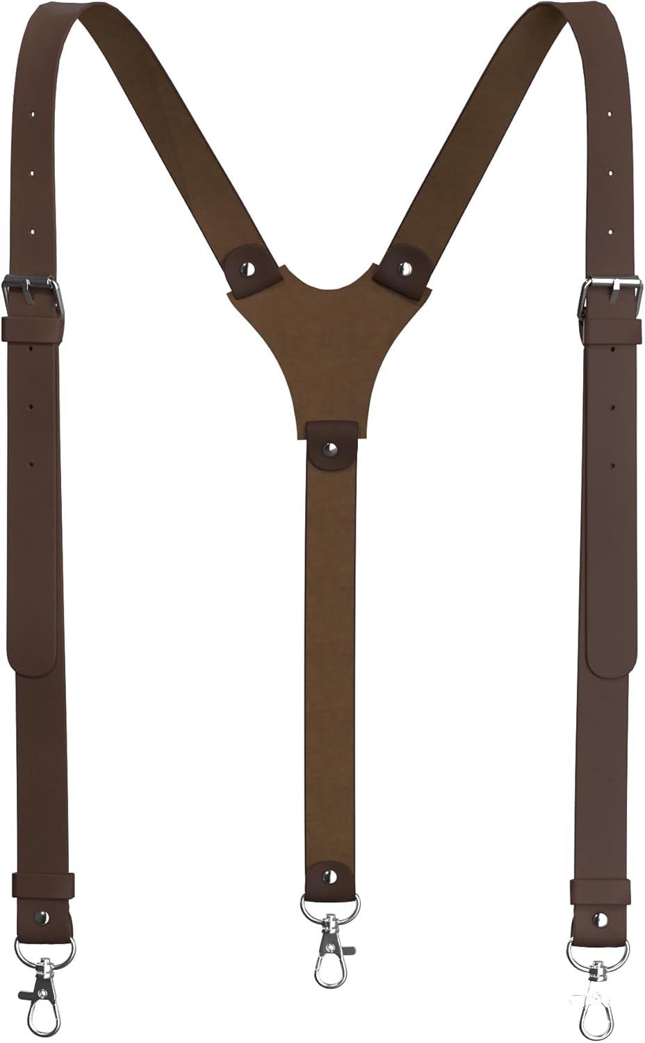 Genuine Leather Suspenders For Men Heavy Duty with Strong Clips, Leather Suspenders for Men