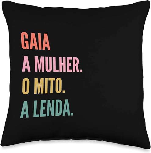Miniatura 4 de Divertido cojín portugués con diseño de primer nombre, Gaia, 18 x 18 pulgadas, multicolor