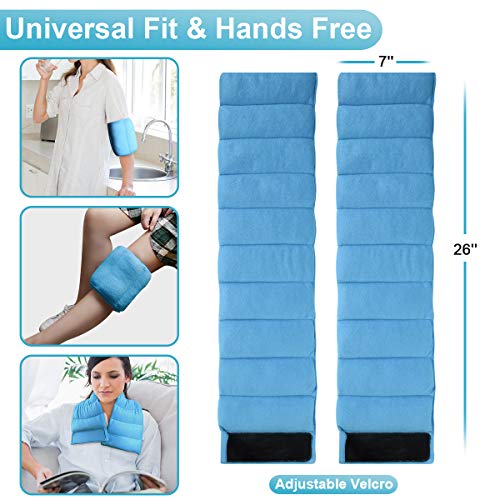 Relief Expert Hands Free Microwave Heating Pads Microwavable for Neck, Shoulders, Cramps, Knee, Leg, Arm Pain Relief with Moist Heat Cold Therapy Wrap – Set of 2 - Thumbnail 2