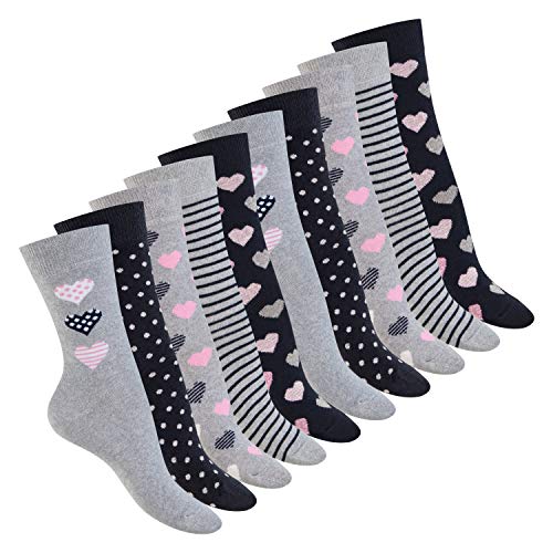 Celodoro Damen Süße Eco Socken (10 Paar), Motiv Socken aus regenerativer Baumwolle - Blau Grau - 39-42 Cover