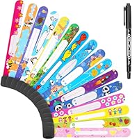 Vicloon Safety Wristband Bracelets, 8 Pcs Child Kids ID Bracelet with Pen for Child Emergency Bracelet, Anti Lost Safety ID Wristband Waterproof Reusable for Children Boys Girls Toddler Baby