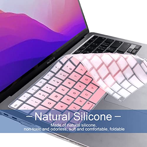 Funda de teclado de silicona para MacBook Air 13 2020 M1 A2337 Touch ID en rosa claro degradado 3