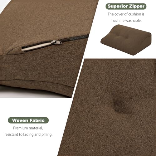 baibu Lumbar Support Pillow for Recliner, Large Memory Foam Dual-Layer Patent Design Back Support Cushion for Sofa & Gaming Chair, Ergonomic Lumbar Pillow with Machine Washable Cover, Brown - Thumbnail 6