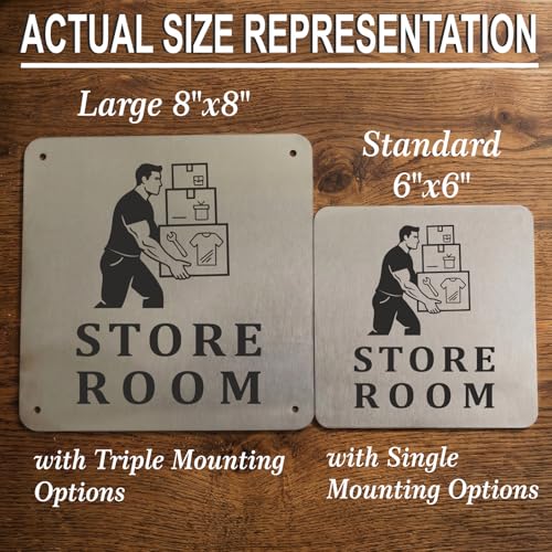 Image of STORE ROOM Sign, 8x8 Inch, Durable Steel, Dual Mount