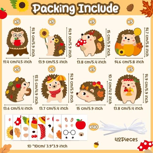EZdhuawuse Simmer Craft for Kids Kindergarten DIY Hedgehog Craft Kits 123Pcs Thanksgiving Art Craft Make Your Own Hedgehog Set for Home Class Office Game Art Activities Preschoolers Holiday Gifts