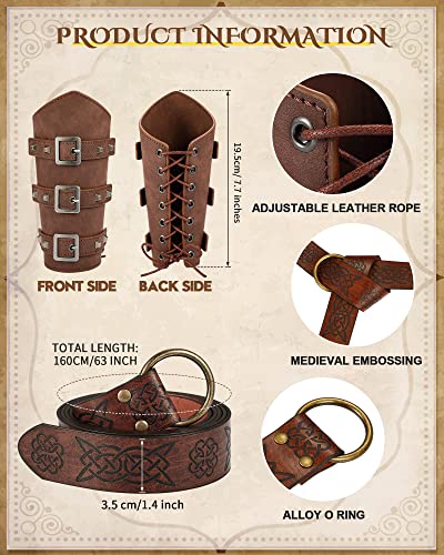 Tarpop Faux Leather Arm Guards Leaf Bracers Medieval Viking Belt Leather Belt Renaissance Costume Accessories for Women Men2
