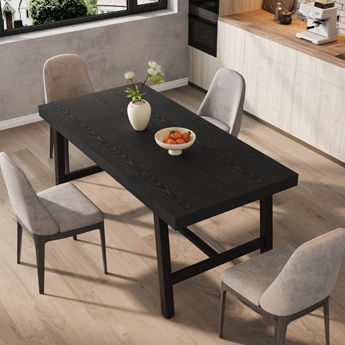 GarveeHome-Industrial-Dining-Table-for-4-6-People-63-in-Long-Wooden-Kitchen-Table-with-Sturdy-Metal-Frame-Natural-Wood-Finish-Seats-4-Rectangular-Counter-for-Dinner-Kitchen-Dining-Room-Black