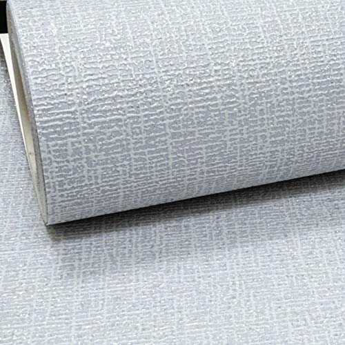 MyHome Grey Thick Textured Silver Glitter Vinyl Wallpaper Shimmer Linen Effect Plain