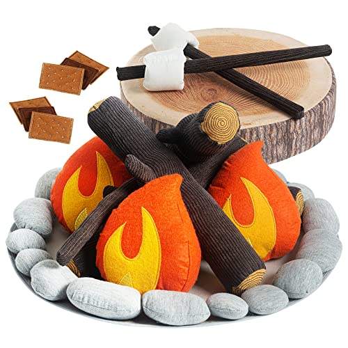 Pretend Campfire Set for Kids with S'Mores Kit & Wood