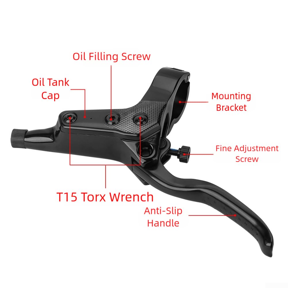 Set freno a disco idraulico a quattro pistoni per mountain bike | Impianto frenante con tubo dell'olio spaccato, lega di alluminio 6061, pilastro standard A/B 75/51Mm
