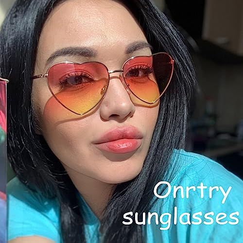 Onrtry Heart Shaped Polarized Sunglasses for Women Vintage Lovely Metal Frame Sun Glasses3