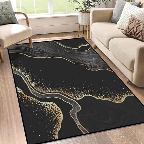 3' x 5' Marble Rug Black Abstract Modern Aesthetic Area Rugs for Kids Women Men Girls Living Room Bedroom Dormitory Washable Floor Mat Doormats Throw Rug Carpet Room Decor Marble 02 3' x 5'
