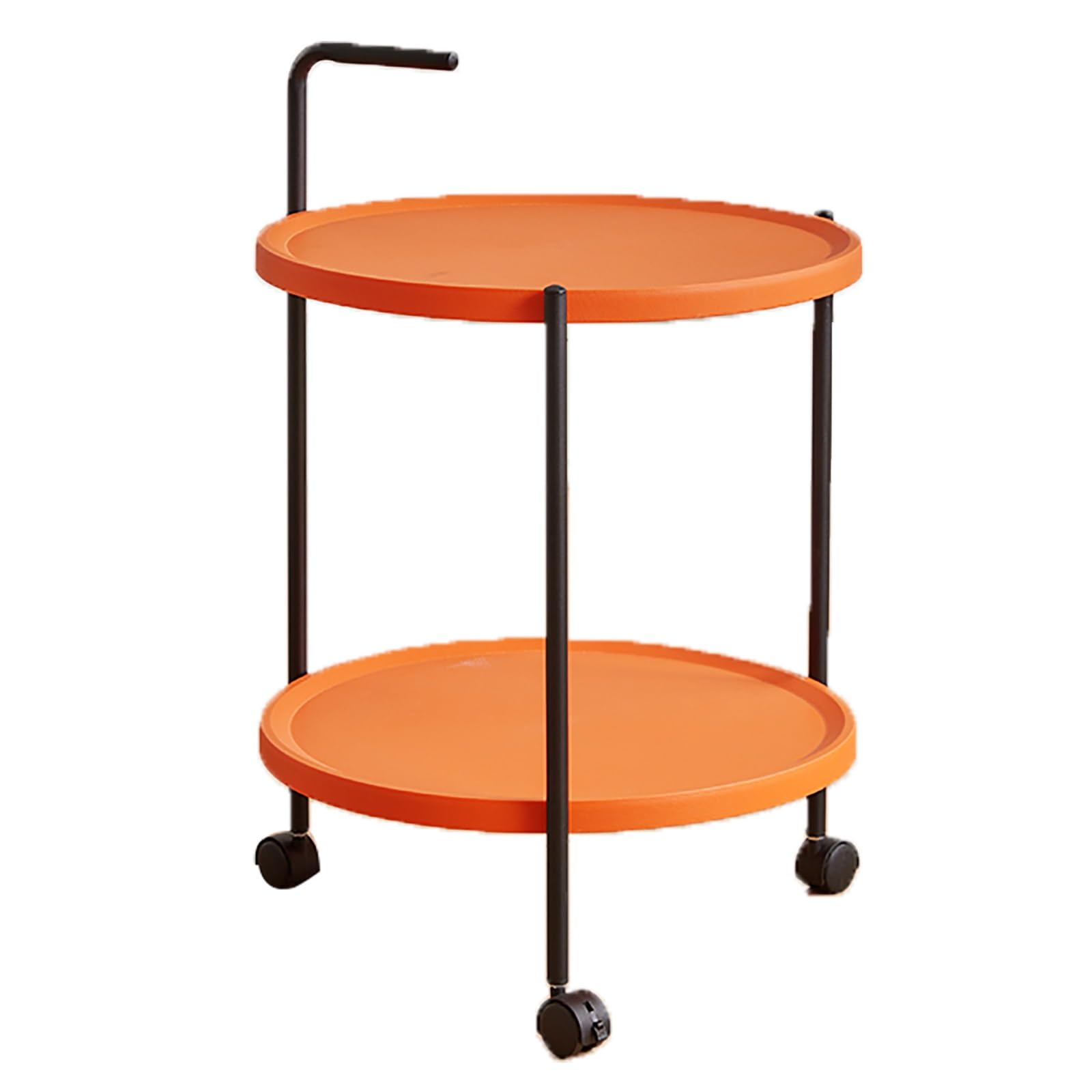 SXZenSpace Side Table with Tier Storage Shelf End Rolling Wheels Sofa Armrests for Living Room Bedroom Office Bathroom(Orange)